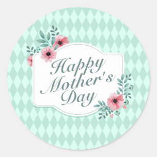 Élégant Happy Mère's Day Floral Frame Sticker
