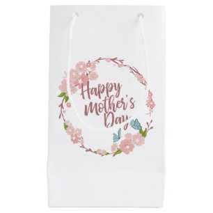 Elégant Happy Mère's Day Floral Wreath Cadeau Sac 