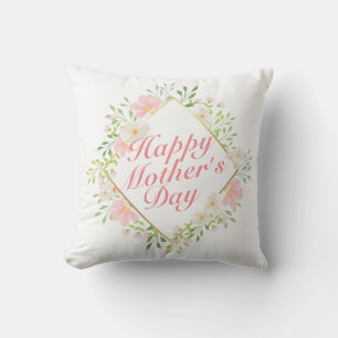 Elegant Happy Mother Day Floral Frame Kissen