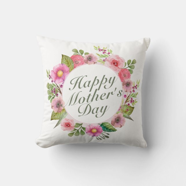 Elegant Happy Mother Day Floral Frame | Kissen (Vorderseite)