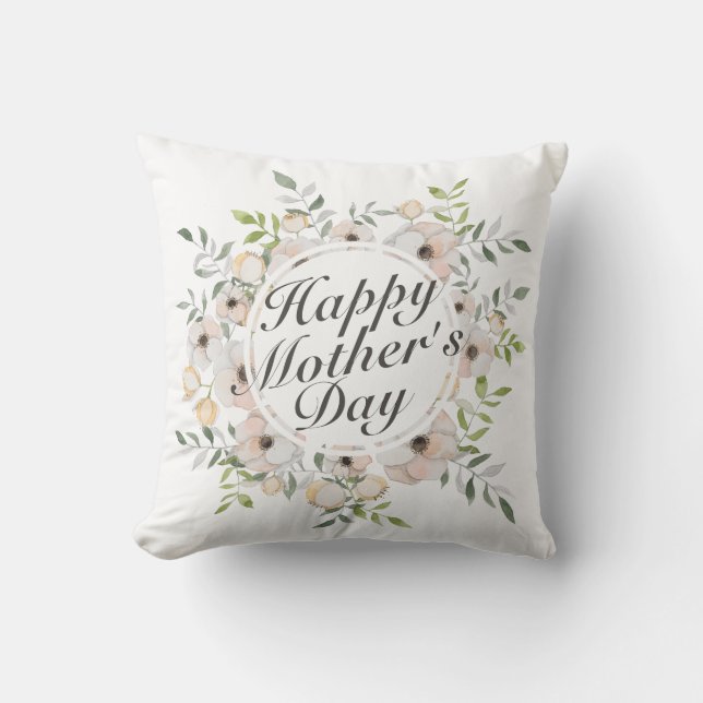 Elegant Happy Mother Day Floral Frame | Kissen (Vorderseite)