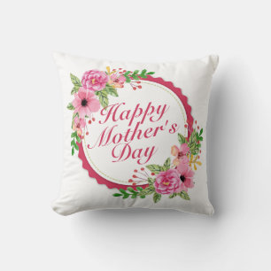 Elegant Happy Mother Day Floral Frame Kissen