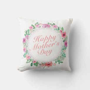 Elegant Happy Mother Day Floral Frame Kissen