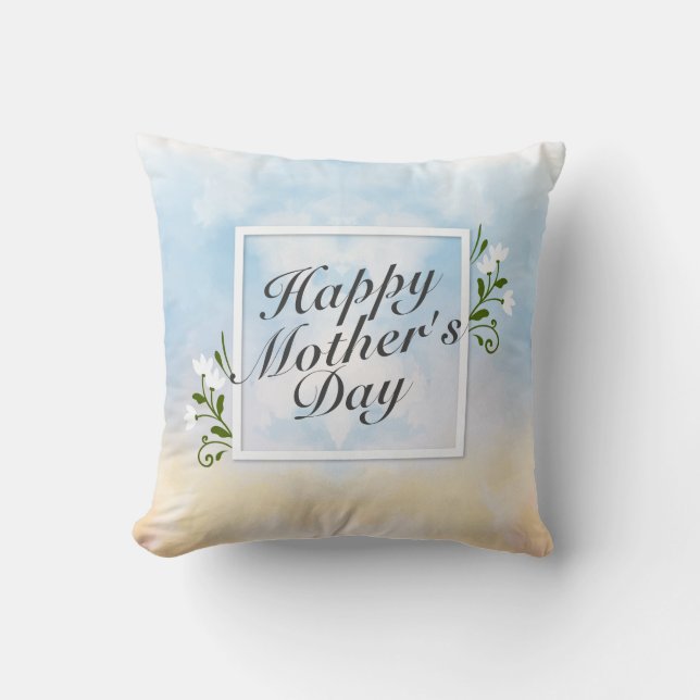 Elegant Happy Mother Day Floral Frame | Kissen (Vorderseite)
