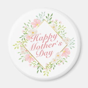 Elegant Happy Mother Day Floral Frame Magnet