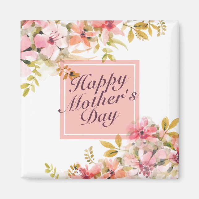 Elegant Happy Mother Day Floral Frame Magnet (Vorne)