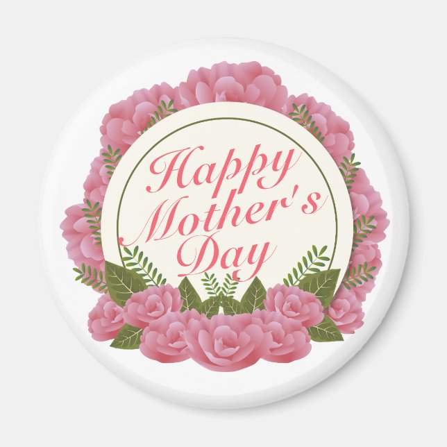 Elegant Happy Mother Day Floral Frame Magnet (Vorne)