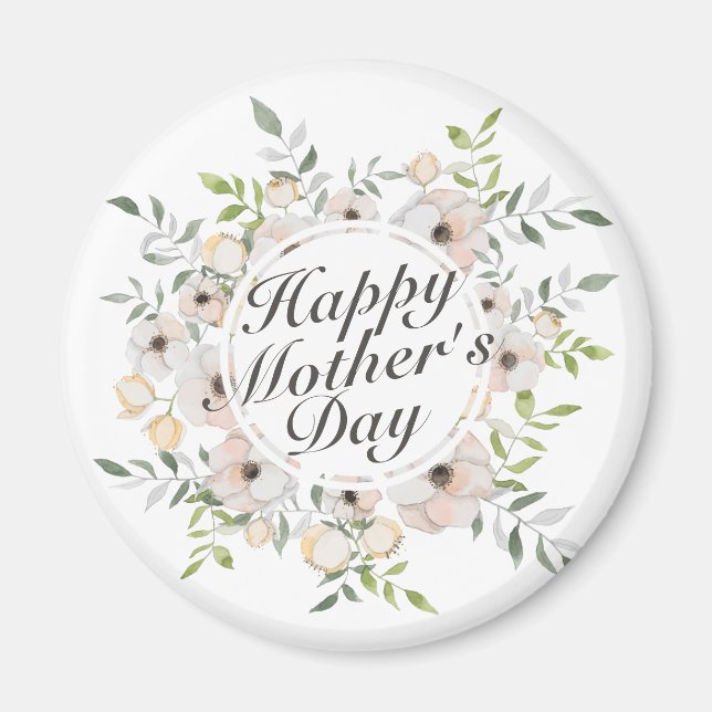 Elegant Happy Mother Day Floral Frame Magnet (Vorne)