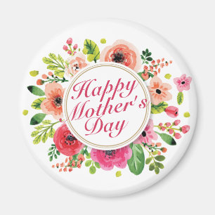 Elegant Happy Mother Day Floral Frame Magnet
