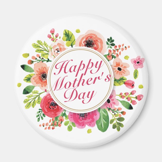 Elegant Happy Mother Day Floral Frame Magnet (Vorne)