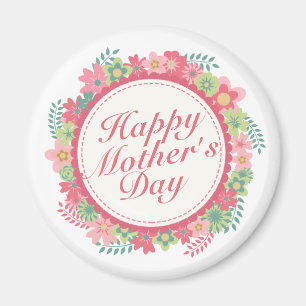 Elegant Happy Mother Day Floral Frame Magnet