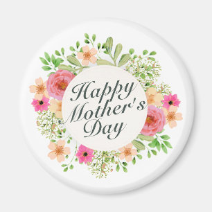 Elegant Happy Mother Day Floral Frame Magnet