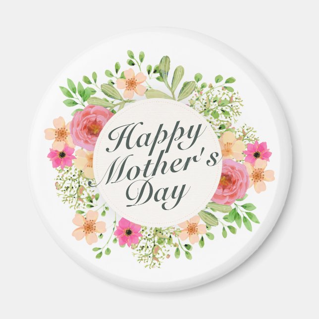 Elegant Happy Mother Day Floral Frame | Magnet (Vorne)