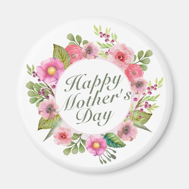 Elegant Happy Mother Day Floral Frame Magnet (Vorne)