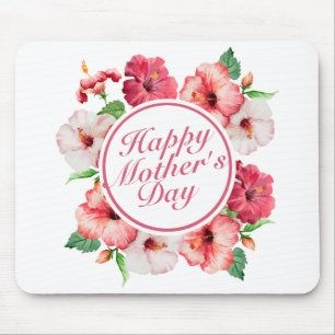 Elegant Happy Mother Day Floral Frame Mousepad