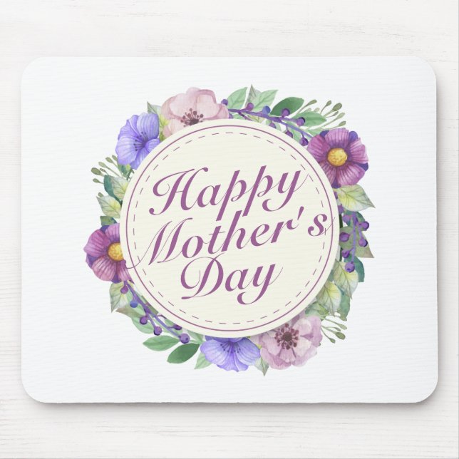 Elegant Happy Mother Day Floral Frame Mousepad (Vorne)