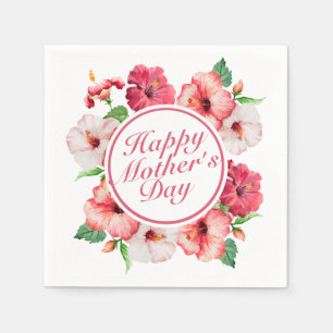 Elegant Happy Mother Day Floral Frame Napkin Serviette