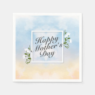 Elegant Happy Mother Day Floral Frame Napkin Serviette