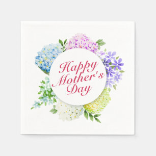Elegant Happy Mother Day Floral Frame Napkin Serviette