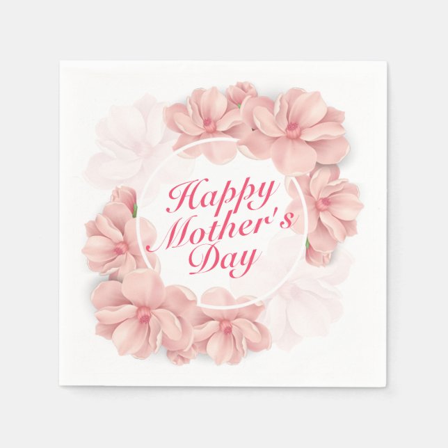 Elegant Happy Mother Day Floral Frame Napkin Serviette (Vorderseite)