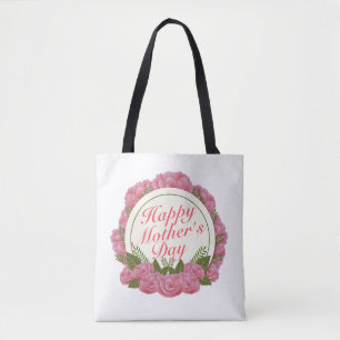 Elegant Happy Mother Day Floral Frame Tote Bag Tasche