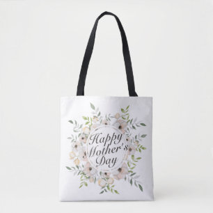 Elegant Happy Mother Day Floral Frame Tote Bag Tasche