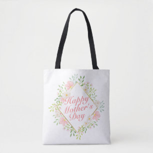 Elegant Happy Mother Day Floral Frame Tote Bag Tasche