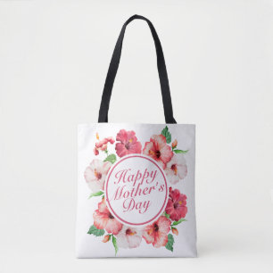 Elegant Happy Mother Day Floral Frame Tote Bag Tasche