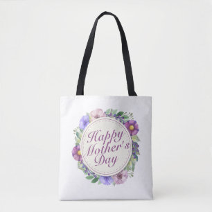 Elegant Happy Mother Day Floral Frame Tote Bag Tasche