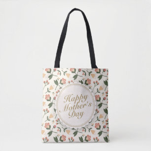 Elegant Happy Mother Day Floral Frame Tote Bag Tasche