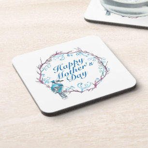 Elegant Happy Mother's Day Blue Wreath Untersetzer