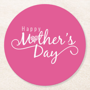 Elegant Happy Mother's Day Calligraphy   Untersetz Runder Pappuntersetzer