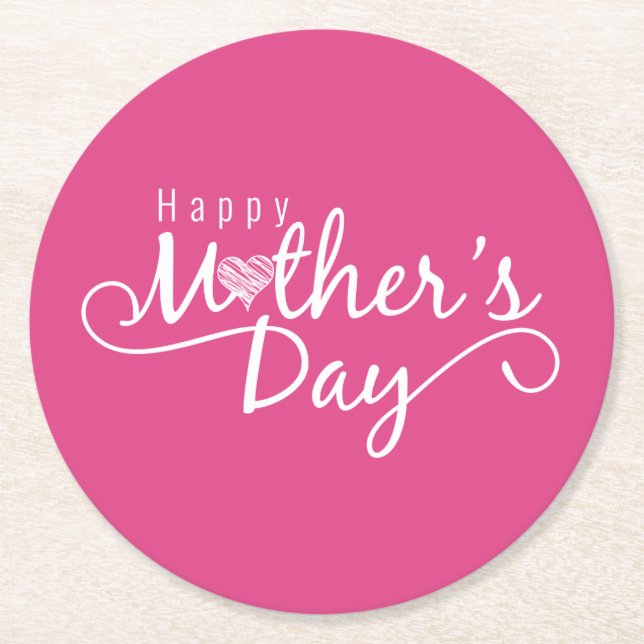 Elegant Happy Mother's Day Calligraphy | Untersetz Runder Pappuntersetzer (Vorderseite)