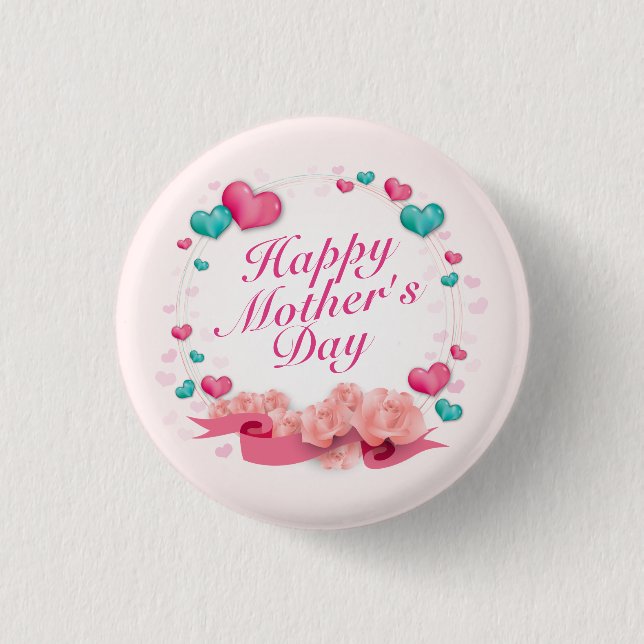 Elegant Happy Mother's Day Candy Hearts Button (Vorderseite)