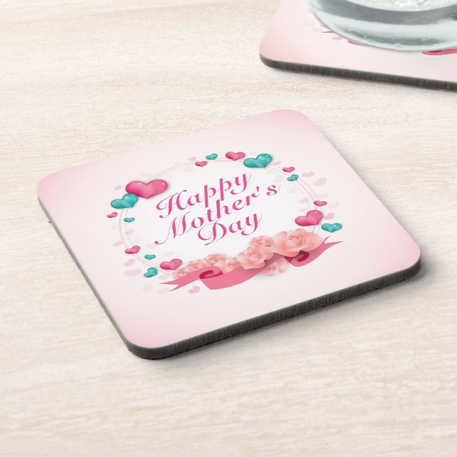 Elegant Happy Mother's Day Candy Hearts Untersetze Getränkeuntersetzer (Linke Seite)