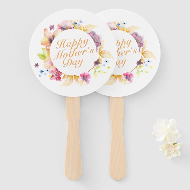 Elegant Happy Mother's Day Floral Frame Hand Fan Fächer (Vorne und Hinten)