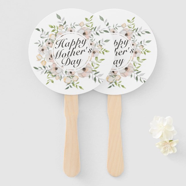 Elegant Happy Mother's Day Floral Frame Hand Fan Fächer (Vorne und Hinten)