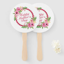 Elegant Happy Mother's Day Floral Frame Hand Fan