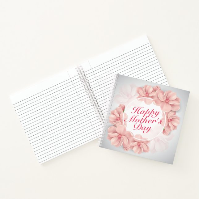 Elegant Happy Mother's Day Floral Frame Notebook Notizbuch (Innenseite)