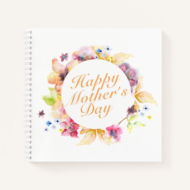 Elegant Happy Mother's Day Floral Frame Notebook Notizbuch (Vorderseite)
