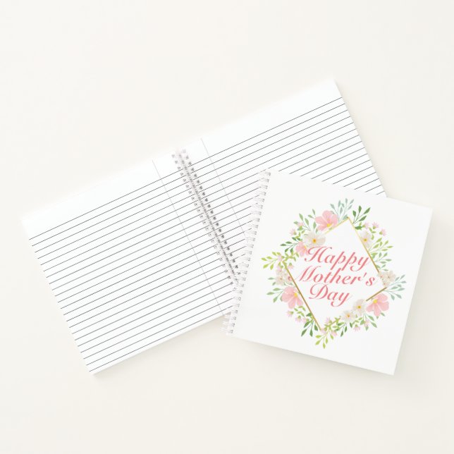 Elegant Happy Mother's Day Floral Frame Notebook Notizbuch (Innenseite)