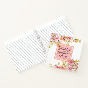 Elegant Happy Mother's Day Floral Frame Notebook Notizbuch