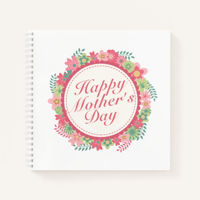 Elegant Happy Mother's Day Floral Frame Notebook Notizbuch (Vorderseite)