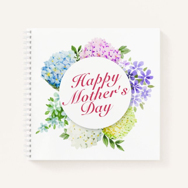 Elegant Happy Mother's Day Floral Frame Notebook Notizbuch (Vorderseite)