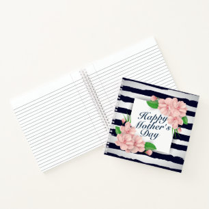 Elegant Happy Mother's Day Floral Frame Notebook Notizbuch