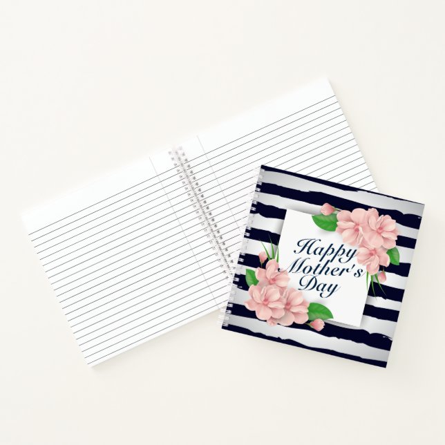 Elegant Happy Mother's Day Floral Frame Notebook Notizbuch (Innenseite)