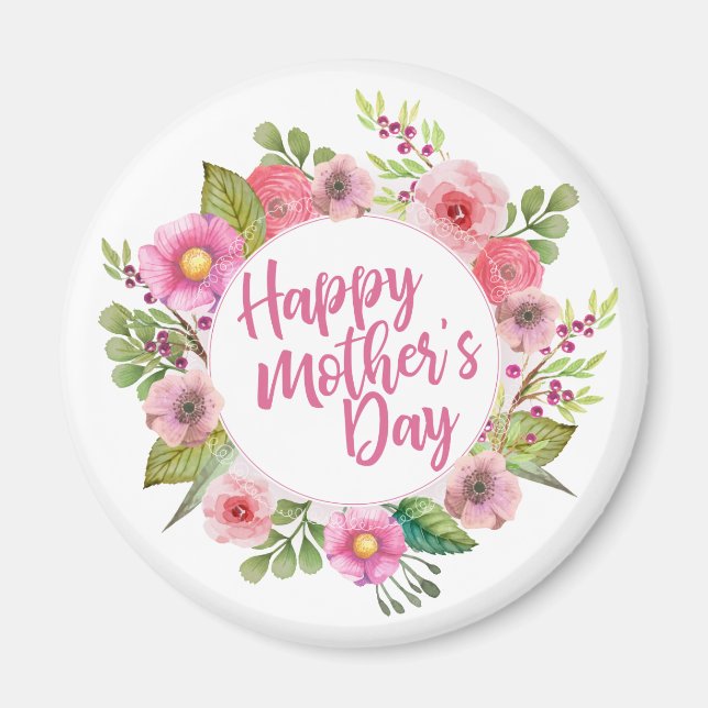 Elegant Happy Mother's Day Floral | Magnet (Vorne)