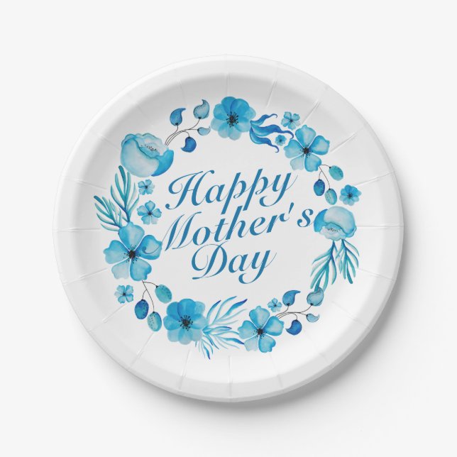 Elegant Happy Mother's Day Floral Paper Plate Pappteller (Vorderseite)