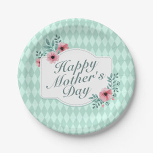 Elegant Happy Mother's Day Floral Paper Plate Pappteller