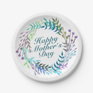 Elegant Happy Mother's Day Floral Paper Plate Pappteller